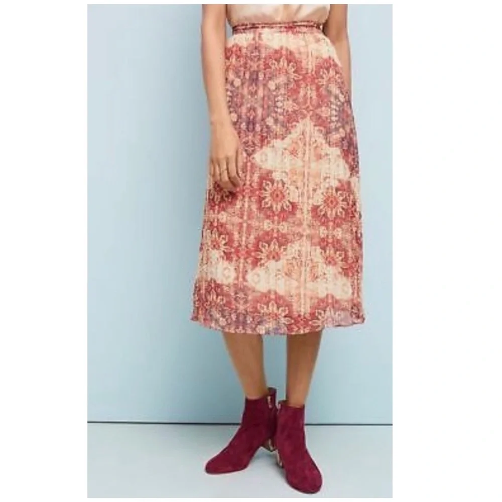 NWT Anthropologie Akemi + Kin Laurel Canyon Pleated Midi Skirt Size Small